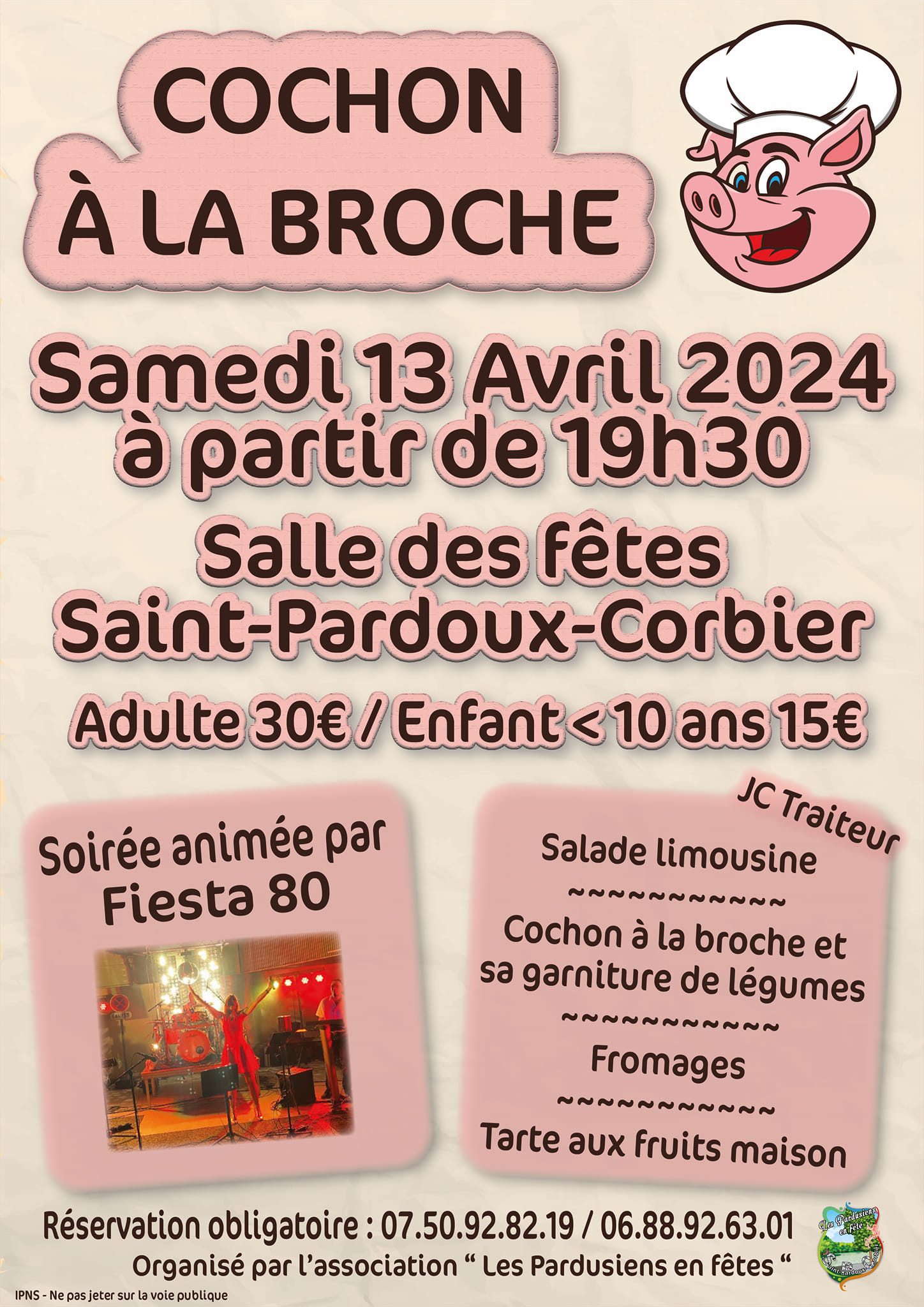 Soirée Cochon à la Broche à Saint-Pardoux-Corbier le 13 Avril 2024